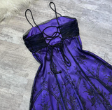 Ndyad A-Line Spaghetti Strap Tulle Short Prom Dress Purple Satin Homecoming Dresses HZ1024