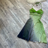 Ndyad Sheath Short Prom Dresses Halter Chiffon Homecoming Dresses Beaded Green Birthday Dresses HZ1024