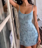 Ndyad Sheath Short Prom Dresses Spaghetti Straps Floral Chiffon Homecoming Dresses HZ1024