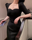 Ndyad slim fit five-quarter sleeve hip dress HZ1024