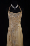 Ndyad Halter Sheath Chiffon Beaded Long Prom Dress, Backless Formal Evening Dresses HZ1024