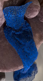 Ndyad Strapless Sheath Tulle Beaded Long Prom Dresses, Royal Blue Formal Evening Dresses HZ1024