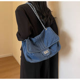Ndyad Capacity Denim Chain Commuter Messenger Bag HZ1024