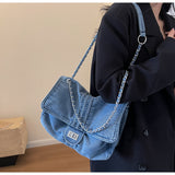 Ndyad Capacity Denim Chain Commuter Messenger Bag HZ1024