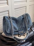 Ndyad Capacity Denim Chain Commuter Messenger Bag HZ1024