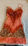 Ndyad Spaghetti Strap Sheath Lace Sequin Short Prom Dresses, Red Homecoming Dresses HZ1024