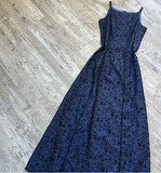 Ndyad Sheath Chiffon Beaded Formal Evening Dress, Bateau Navy Blue Long Prom Dresses HZ1024