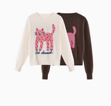 Evafashion pattern crew neck long sleeve sweater HZ1024