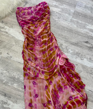 Ndyad Sheath Strapless Prom Dress Chiffon Beaded Dress Fairy Formal Evening Dress HZ1024