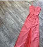 Ndyad Spaghetti Strap Empire Prom Dress Chiffon Beaded Dress Fairy Hot Pink Formal Evening Dress HZ1024