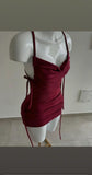 Ndyad Bodycon Spaghetti Strap Formal Dress Short Party Dress Satin Burgundy Homecoming Dress HZ1024