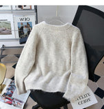 Evafashion lace lace-up thickened soft knitted cardigan HZ1024