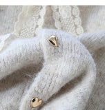 Evafashion lace lace-up thickened soft knitted cardigan HZ1024