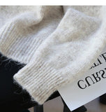 Evafashion lace lace-up thickened soft knitted cardigan HZ1024