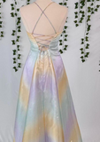 Ndyad Spaghetti Strap A-Line Chiffon Beading Prom DressBackless Birthday Party Dress HZ1024