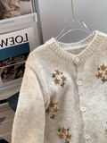 Evafashion Style Round Neck Embroidered Knitted Cardigan Sweater HZ1024