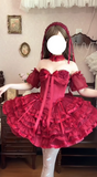 Ndyad Off-the-shoulder Ball Gown Lace Short Prom Dress Burgundy Birthday Dress Lolita Dress HZ1024