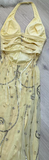 Ndyad Halter Sheath Chiffon Beaded Long Prom Dress Backless Yellow Formal Evening Dress HZ1024