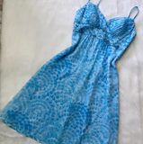 Ndyad A-Line Spaghetti Strap Chiffon Short Prom Dresses Blue Birthday Dresses Homecoming Dress HZ1024