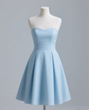 Ndyad A-line Short Prom Dresses, Sweetheart Formal Dresses, Sky Blue Homecoming Dresses HZ1024