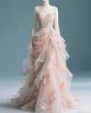 Ndyad Sweetheart Sheath Long Prom Dresses, Tulle Applique Sweet 16 Dresses HZ1024