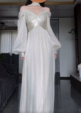 Ndyad Off-the-shoulder Sheath Long Prom Dresses, Long-sleeved Formal Evening Dresses HZ1024
