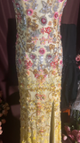 Ndyad V-neck Sheath Chiffon Sequin Long Prom Dresses Yellow Backless Formal Evening Dresses HZ1024
