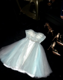 Ndyad Strapless Ball Gown Tulle Birtdhay Dresses Beaded Homecoming Dresses HZ1024