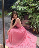 Evafashion holiday style a-line pink sleeveless backless suspender dress HZ1024