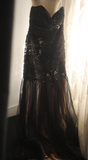 Ndyad Sweetheart Mermaid Tulle Beaded Long Prom Dresses, Black Formal Dresses HZ1024
