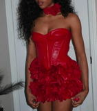 Ndyad Sweetheart Neck Bodycon Applique Short Prom Dresses, Red Homecoming Dresses Sweet Birthday Dresses HZ1024