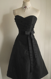 Ndyad Sweetheart A-Line Satin Short Prom Dresses, Black Homecoming Dresses Sweet Birthday Dresses HZ1024