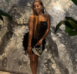 Ndyad Strapless Bodycon Short Prom Dresses, Black Homecoming Dresses, Sequined Birthday Dresses HZ1024