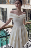Ndyad Off-the-shoulder A-Line Short Prom Dresses, Apricot Homecoming Dresses, Sweet Birthday Dresses HZ1024