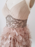 Ndyad Spaghetti Strap Bodycon Short Prom Dresses, Sleeveless Homecoming Dresses Pink Birthday Dresses HZ1024