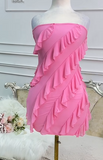 Ndyad Strapless Sheath Chiffon Short Prom Dresses, Pink Homecoming Dresses Birthday Dresses HZ1024