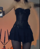 Ndyad Strapless Bodycon Chiffon Short Prom Dresses, Black Homecoming Dresses Birthday Dresses HZ1024