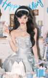 Ndyad Strapless Ball Gown Satin Short Prom Dresses Sleeveless Homecoming Dresses Birthday Dresses HZ1024