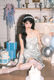 Ndyad Strapless Ball Gown Satin Short Prom Dresses Sleeveless Homecoming Dresses Birthday Dresses HZ1024