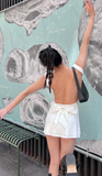 Ndyad Strapless Sheath Short Prom Dresses, White Homecoming Dresses, Backless Birthday Dresses HZ1024