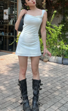 Ndyad Strapless Sheath Short Prom Dresses, White Homecoming Dresses, Backless Birthday Dresses HZ1024