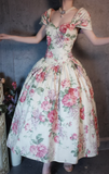 Ndyad V-neck Ball Gown Floral Prom Dresses HZ1024