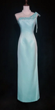 Ndyad One Shoulder Sheath Satin Prom Dresses, Sky Blue Formal Dresses HZ1024