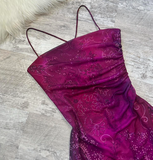 Ndyad Sheath Chiffon Short Prom Dresses, Grape Homecoming Dresses, Spaghetti Strap Birthday Dresses HZ1024