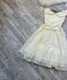 Evafashion A-line Chiffon Short Prom Dresses, White Homecoming Dresses, Strapless Birthday Dresses HZ1024