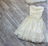 Evafashion A-line Chiffon Short Prom Dresses, White Homecoming Dresses, Strapless Birthday Dresses HZ1024