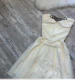 Evafashion A-line Chiffon Short Prom Dresses, White Homecoming Dresses, Strapless Birthday Dresses HZ1024