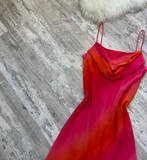 Ndyad Sheath Chiffon Short Prom Dresses, Gradient Red Homecoming Dresses, Spaghetti Strap Birthday Dresses HZ1024