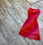 Ndyad Sheath Chiffon Short Prom Dresses, Gradient Red Homecoming Dresses, Spaghetti Strap Birthday Dresses HZ1024