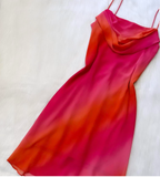 Ndyad Sheath Chiffon Short Prom Dresses, Gradient Red Homecoming Dresses, Spaghetti Strap Birthday Dresses HZ1024